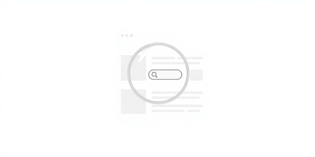 Minimal single webpage with magnifying glass.