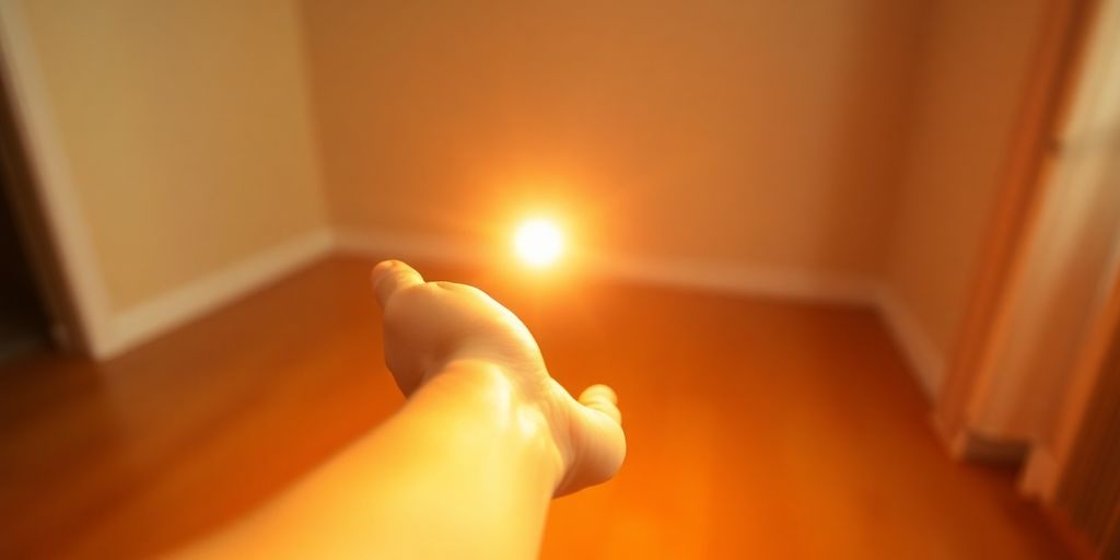 Person reaching for a bright, glowing light.