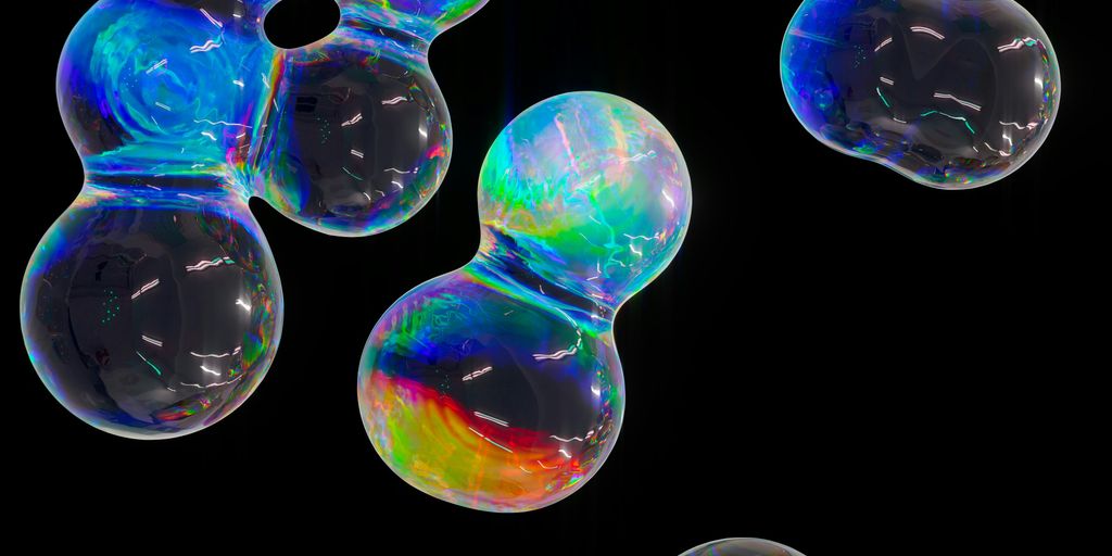 a group of soap bubbles floating in the air