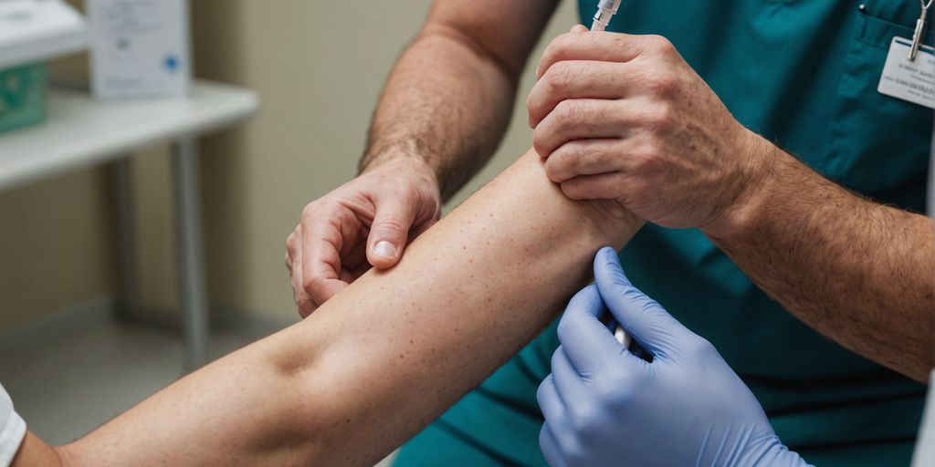 Healthcare professional giving pneumococcal vaccine