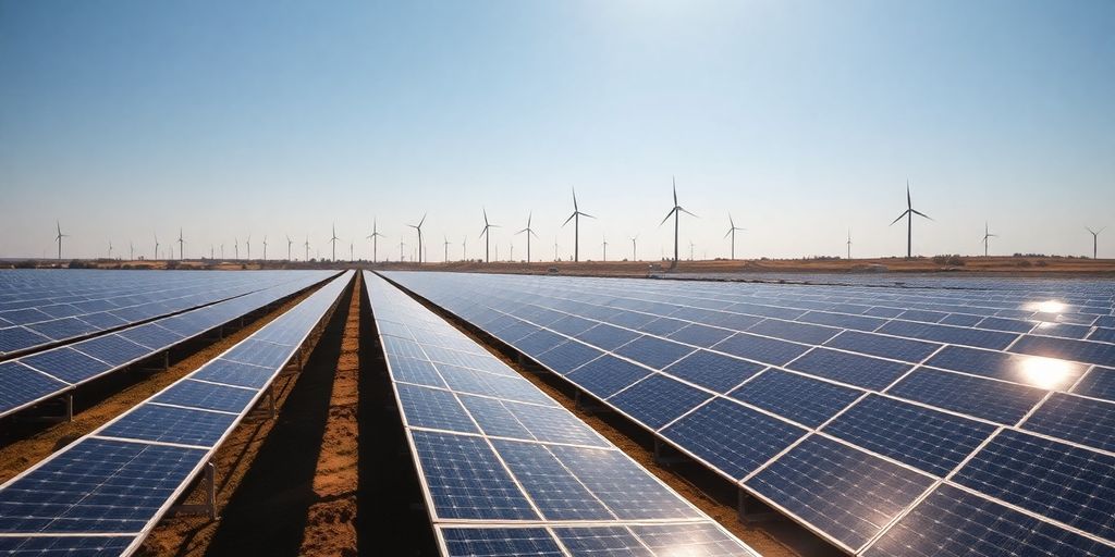 Panneaux solaires et éoliennes, trading vert énergie