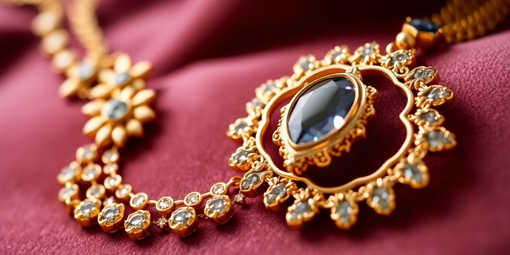 Bijoux en or sur fond de velours doux.
