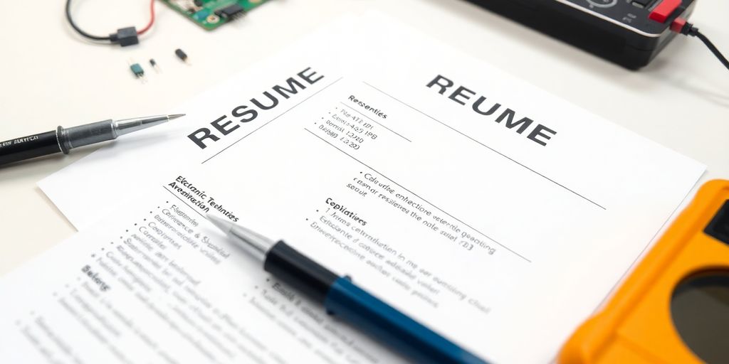 Electronic technician resume with tools.