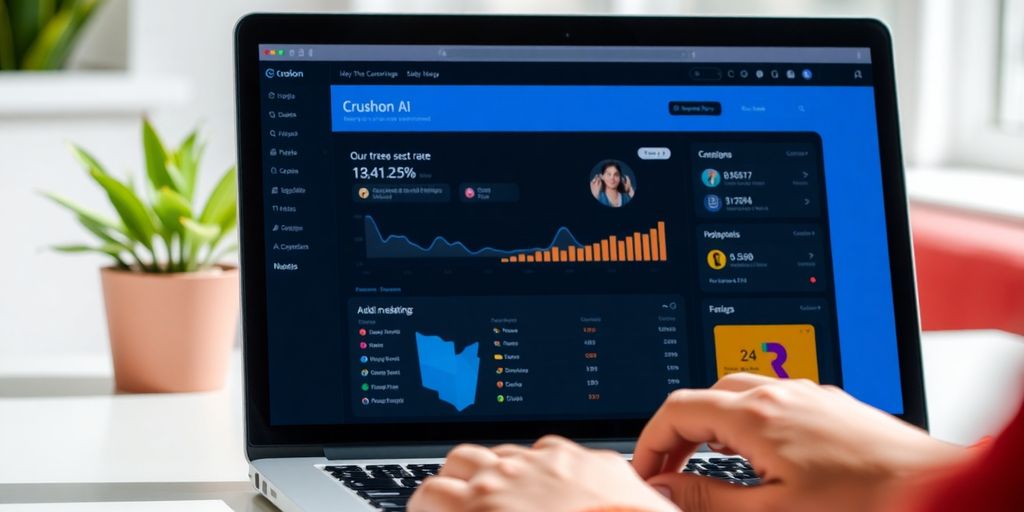 Person using laptop to access Crushon AI dashboard.