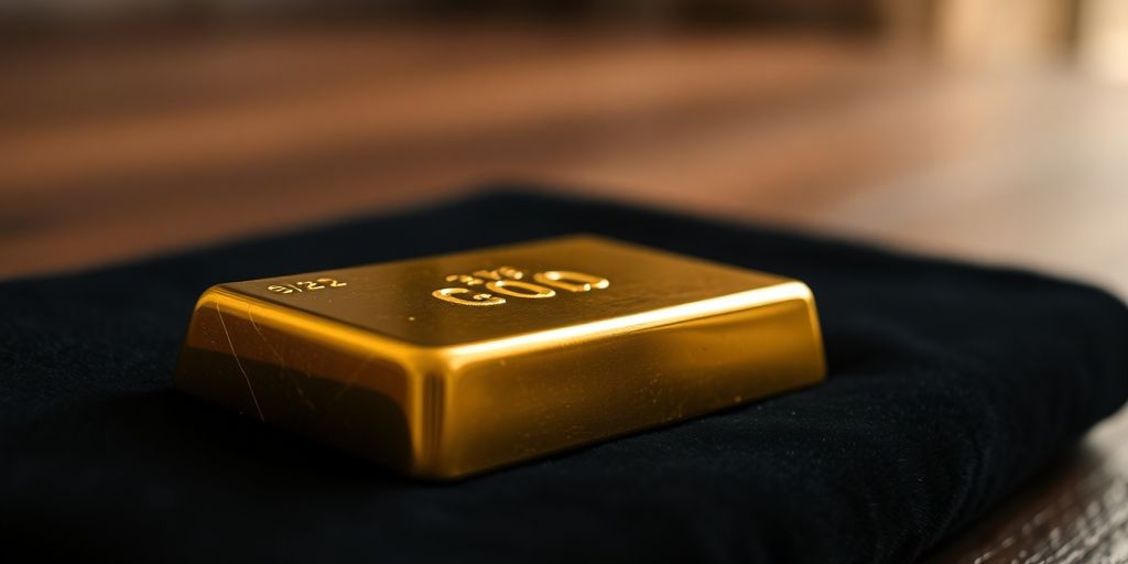 Un lingot d'or sur un fond sombre.