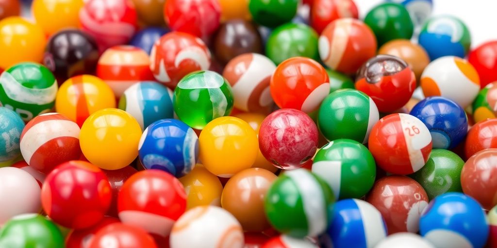 Sports odds comparison with colorful marbles.