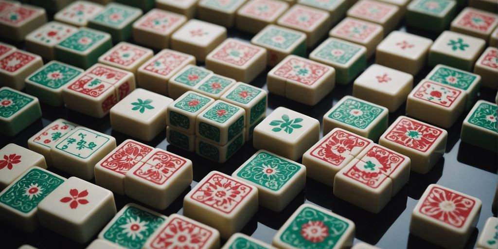 Mahjong tiles clipart in various colors and designs.