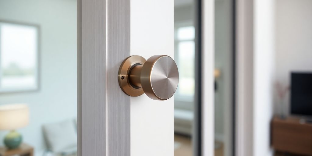 Close-up of bifold door knob on a stylish door.