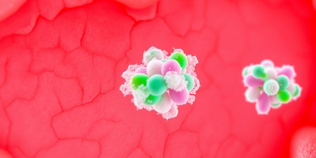 A healthy gut with vibrant, beneficial bacteria visible.
