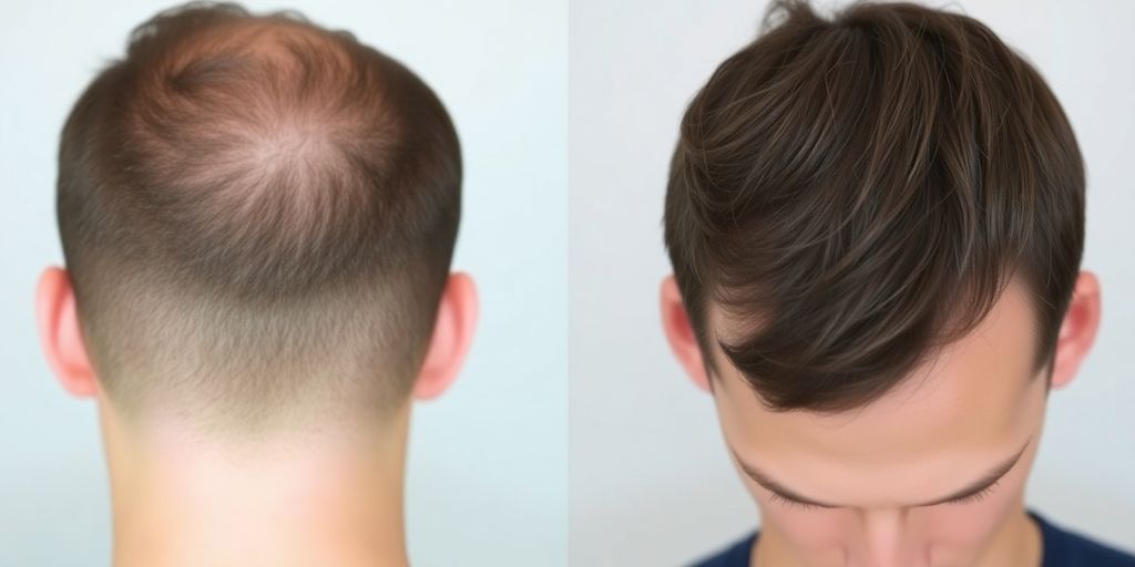 Man's hair before and after finasteride.