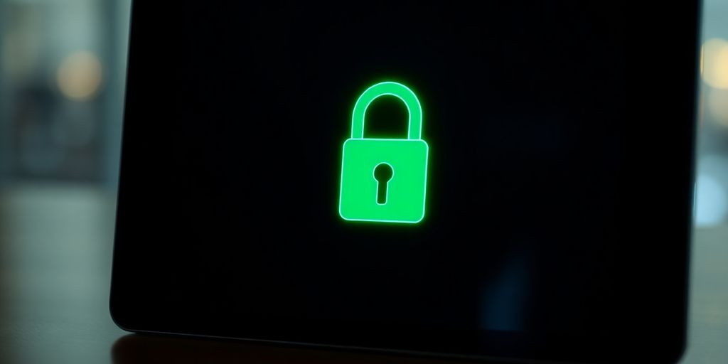 Digital padlock on a tablet