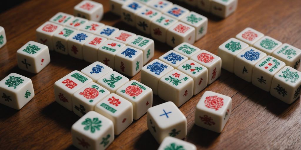 Mahjong tiles on a table ready for strategic play.
