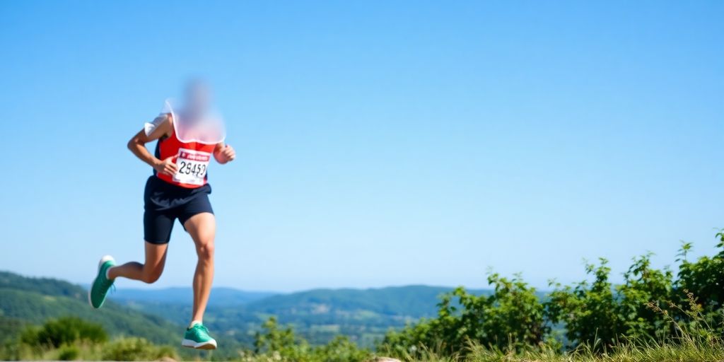 Runner on a scenic route during a half marathon.