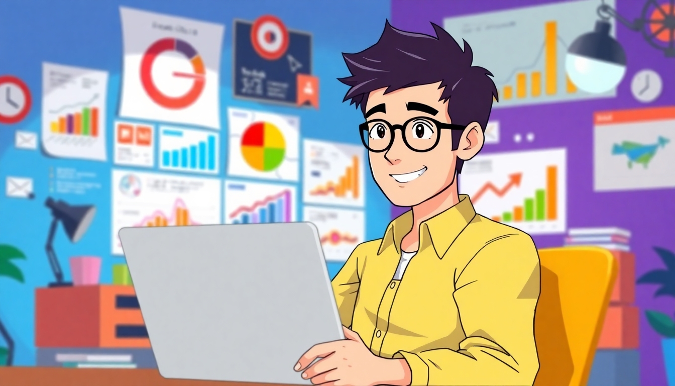 Anime character of Mike Martin in a marketing setting.