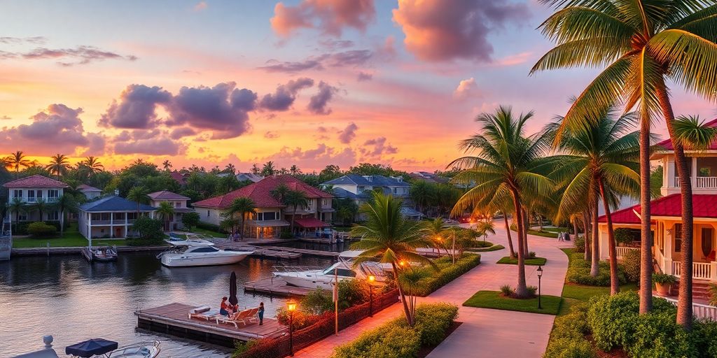 Vibrant waterfront properties in Broward, Florida.