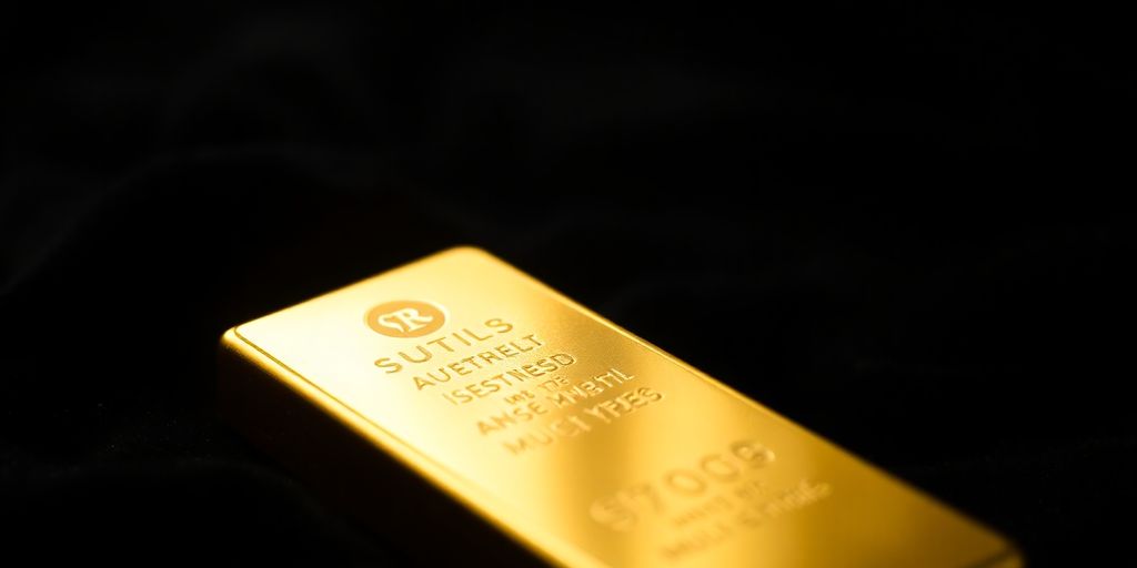 Un lingot d'or sur un fond sombre.