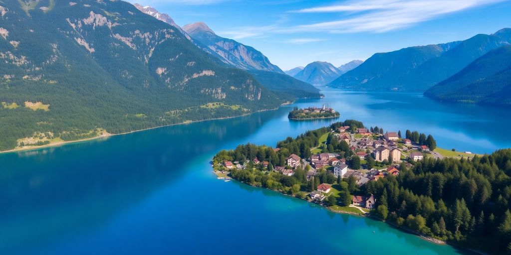 Vue aérienne du lac Wolfgangsee en Autriche.