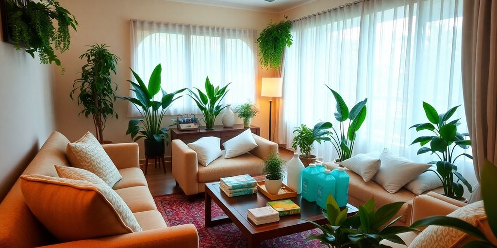 Un salon accueillant et propre pour les voyageurs.