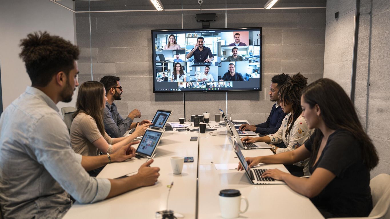 Moderne arbeidsplass med digitale samarbeidsverktøy