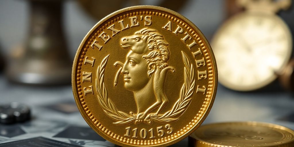 Pièce de Napoléon en or, reflet brillant et détails raffinés.