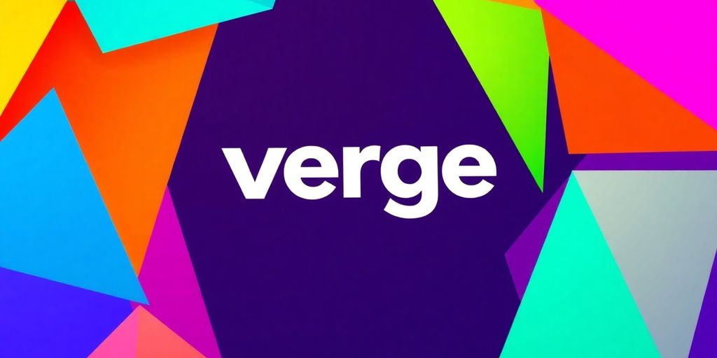 The Verge logo with abstract colorful shapes.