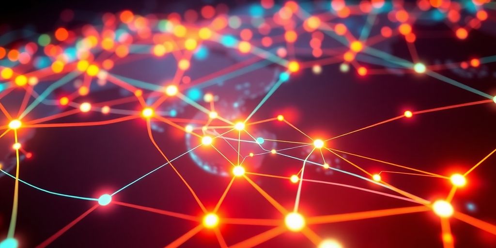 IBM blockchain network connecting global supply chains visually.