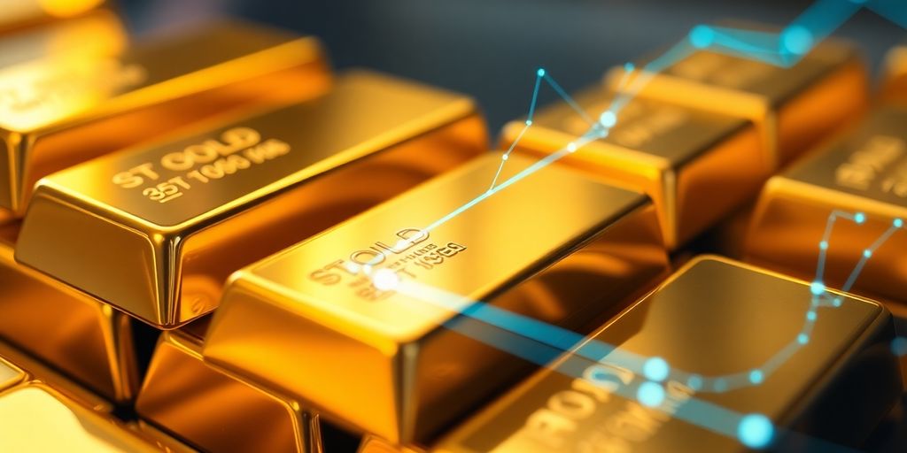 Lingots d'or et écran numérique