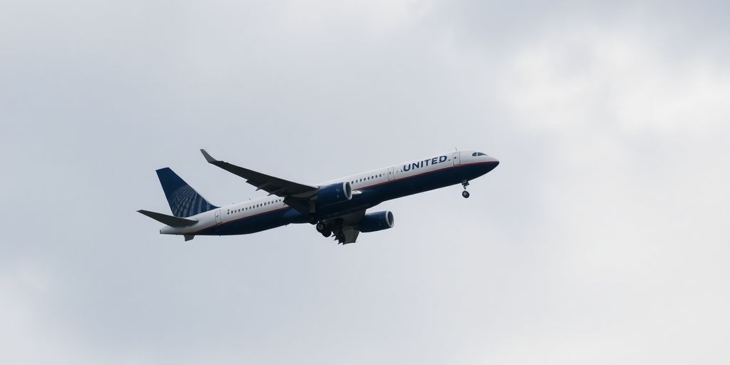 United Airlines plane mid-flight during emergency diversion.