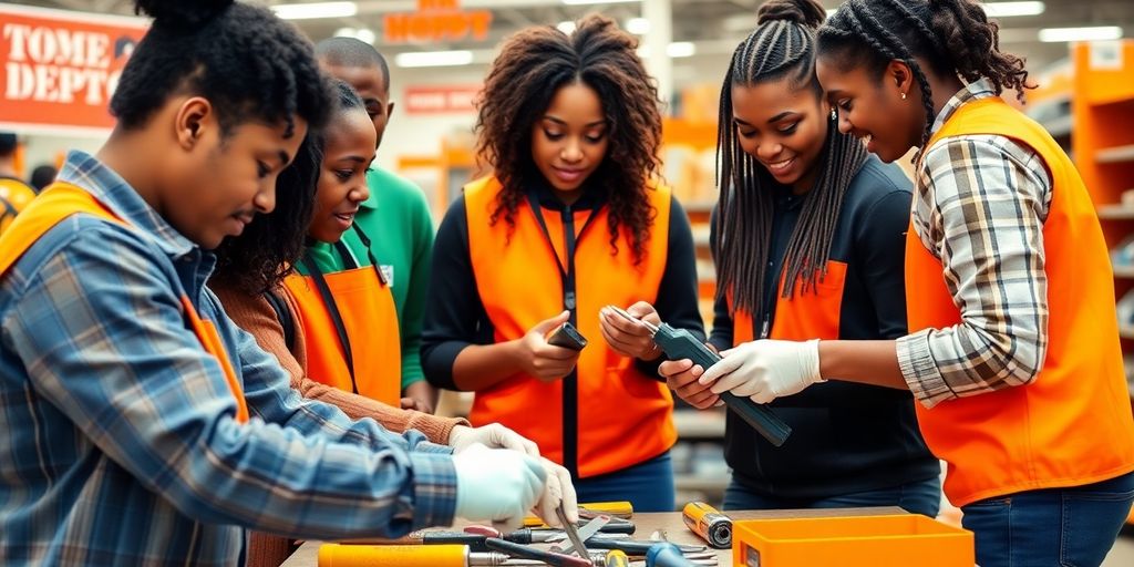 Young professionals training together at Home Depot.
