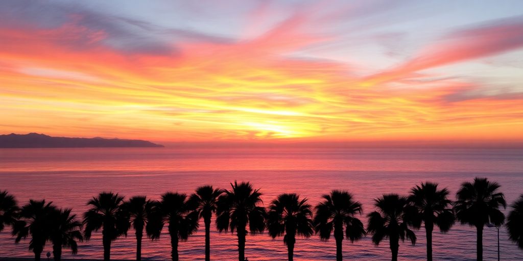 Sunset over the Mediterranean from Promenade des Anglais.