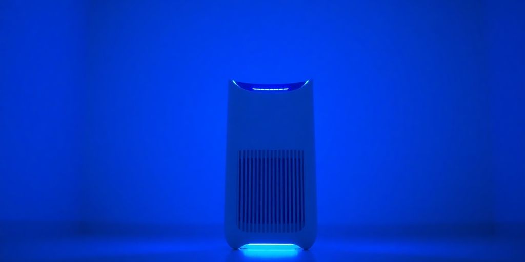 Un ioniseur d'air purifie l'air d'une pièce.