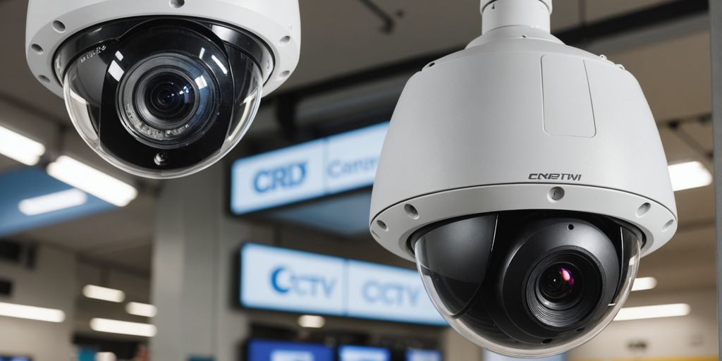 Analogue and IP CCTV cameras side by side.