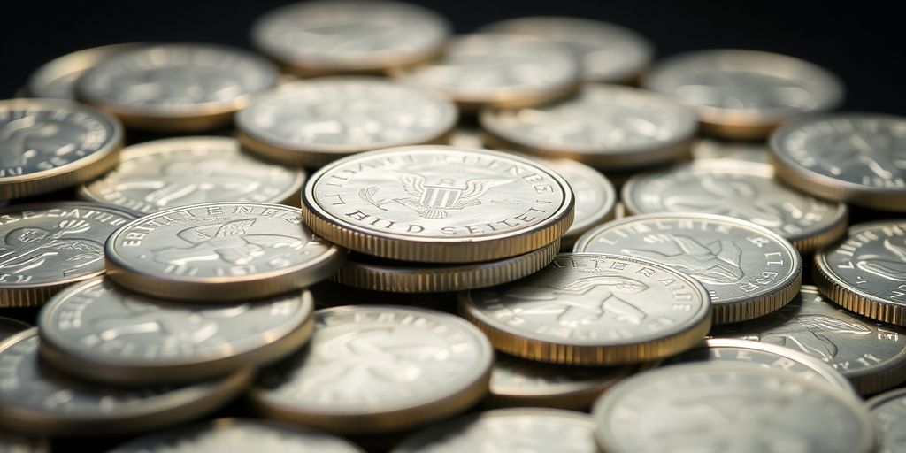Des pièces d'argent brillantes disposées en cercle.