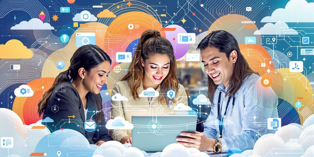 Professionals collaborating on SaaS scalability in a modern office.