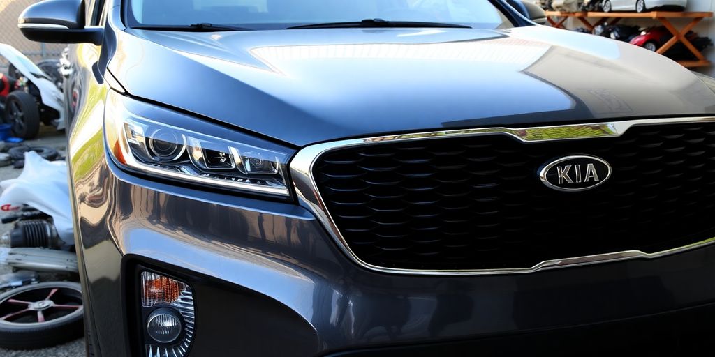 Kia Sorento SUV with detailed engine components.