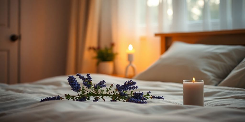 Lavender and candle for aromatherapy sleep aid