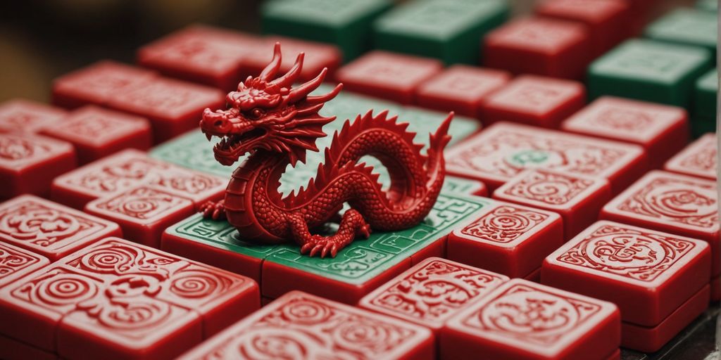 Red Dragon Mahjong tile close-up
