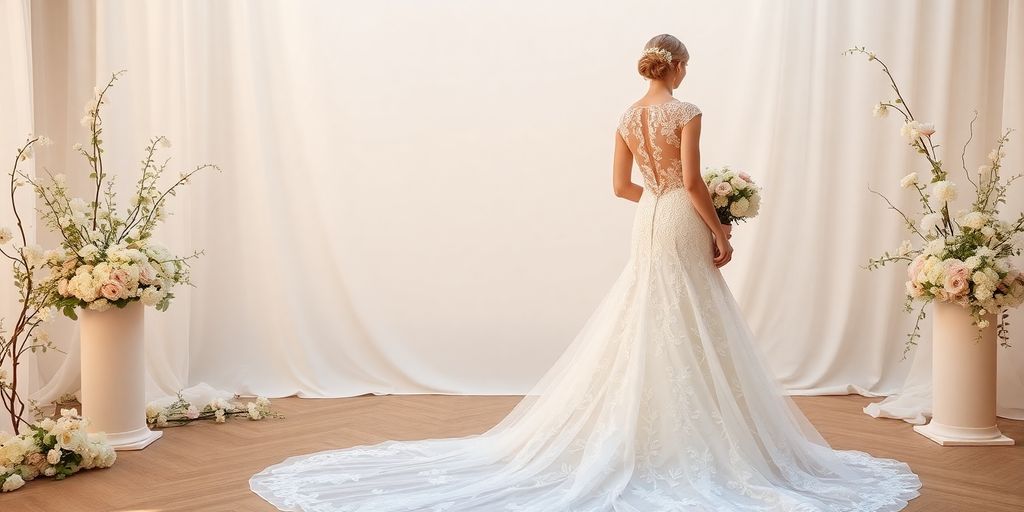 Millie Bobby Brown in a stunning wedding gown.