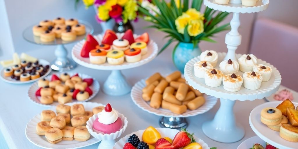 ขนมจัดเบรคสวยงามในงานเลี้ยง