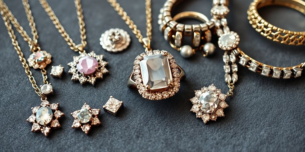 Bijoux élégants sur un fond en velours doux.