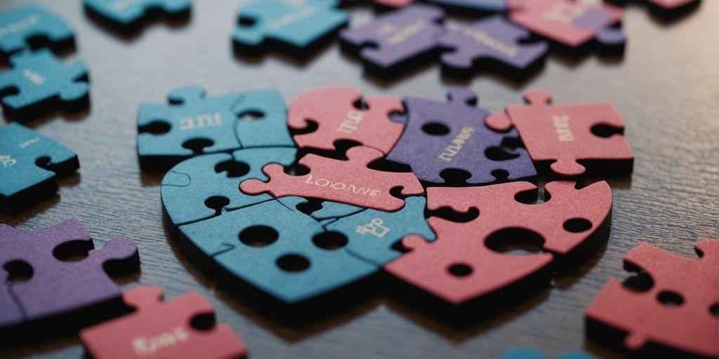 Heart puzzle pieces showing love languages in polyamory.