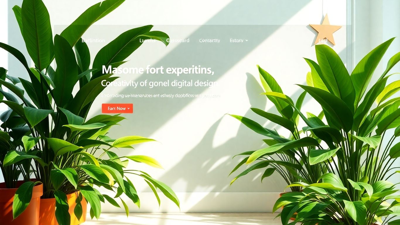 Modern website design with plants and natural light.