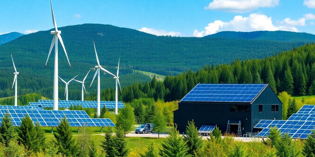 Green energy sources supporting sustainable cryptocurrency mining in Canada.