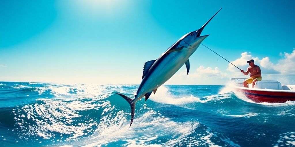 Angler with large marlin on a sunny Cabo day.