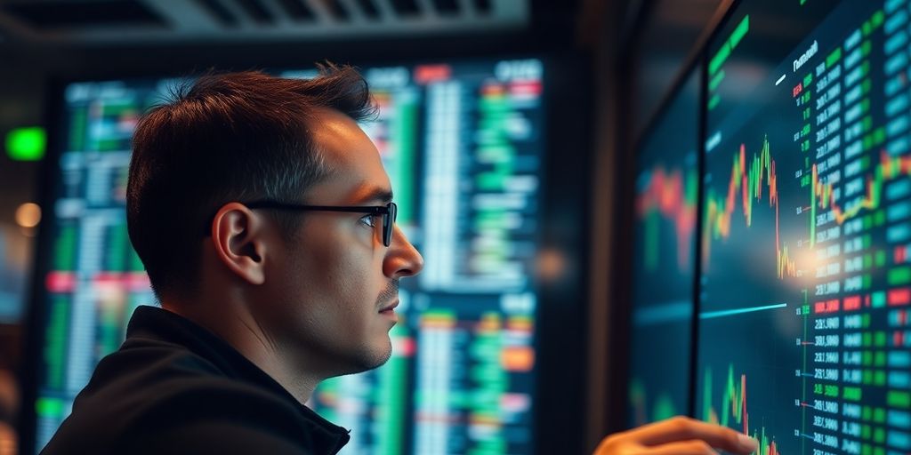 Man analyzing sports data with a focused expression.