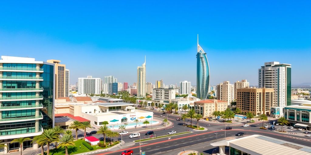 Abu Dhabi cityscape with budget hotels