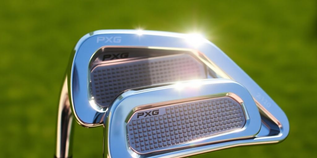 PXG right-handed golf irons with sleek metallic finish.