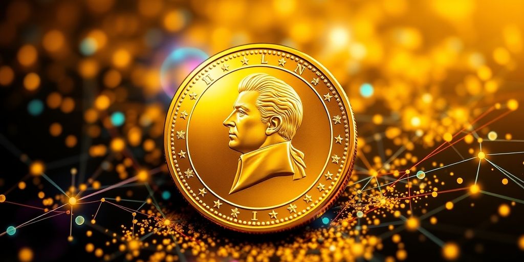 Pièce d'or de Napoléon avec plateforme de crowdfunding.