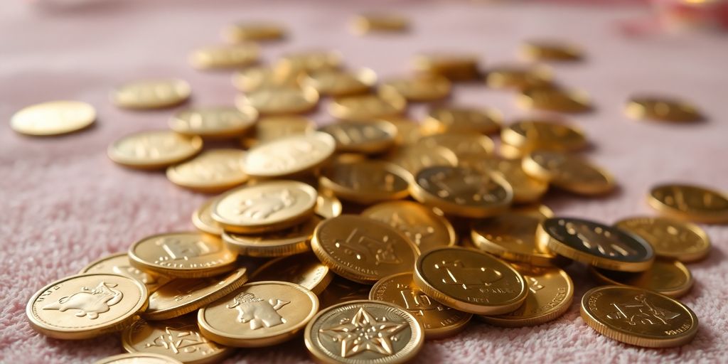 Pièces d'or brillantes sur un fond en velours.