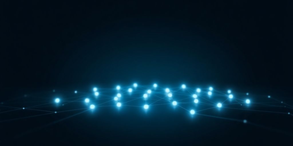 Minimalistic blockchain with interconnected digital nodes.